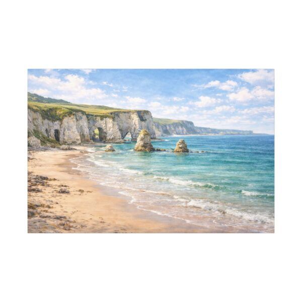 White Rocks Beach Coastal Cliffs Seascape Canvas Print — Beach Landscape Wall Art