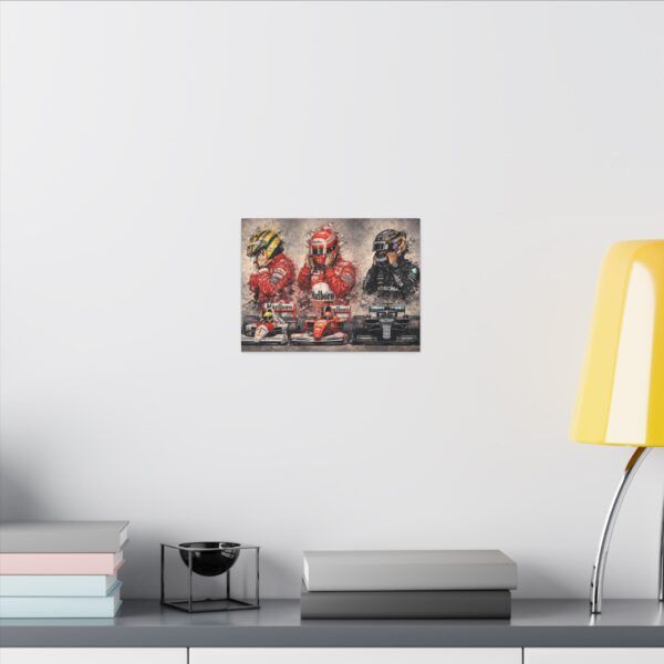 Formula 1 Legends Matte Canvas Print — Senna, Schumacher & Hamilton Racing Art