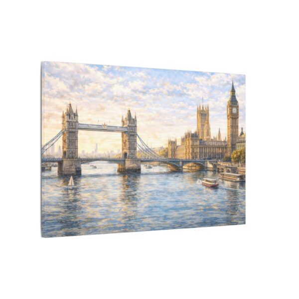 London River Thames Canvas Print — Tower Bridge & Big Ben Matte Stretched Wall Art