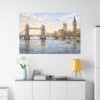 London River Thames Canvas Print — Tower Bridge & Big Ben Matte Stretched Wall Art