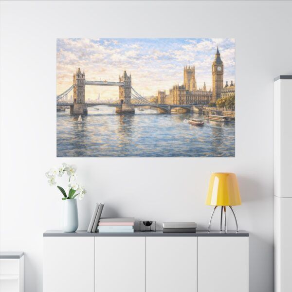 London River Thames Canvas Print — Tower Bridge & Big Ben Matte Stretched Wall Art