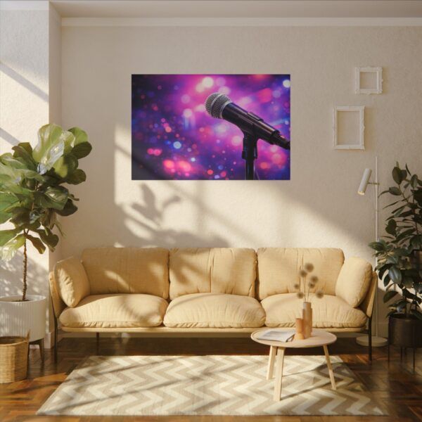 13285086935528513773_2048.jpeg Microphone on Stage Matte Canvas Wall Art — Live Music Concert Photography Print