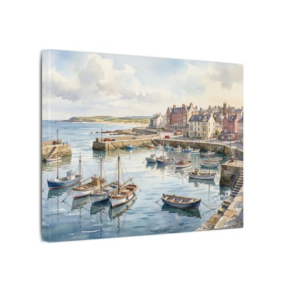 13296799394469414111_2048.jpeg Harbour Morning Matte Canvas Print — Seaside Village Boat Landscape
