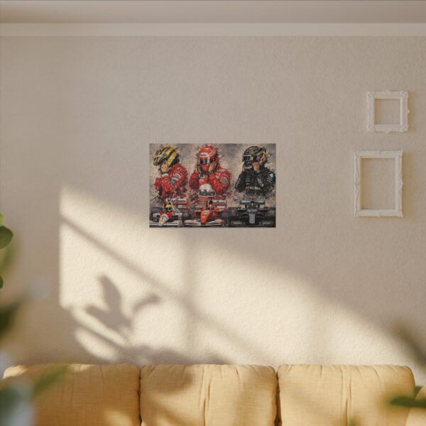 Formula 1 Legends Matte Canvas Print — Senna, Schumacher & Hamilton Racing Art