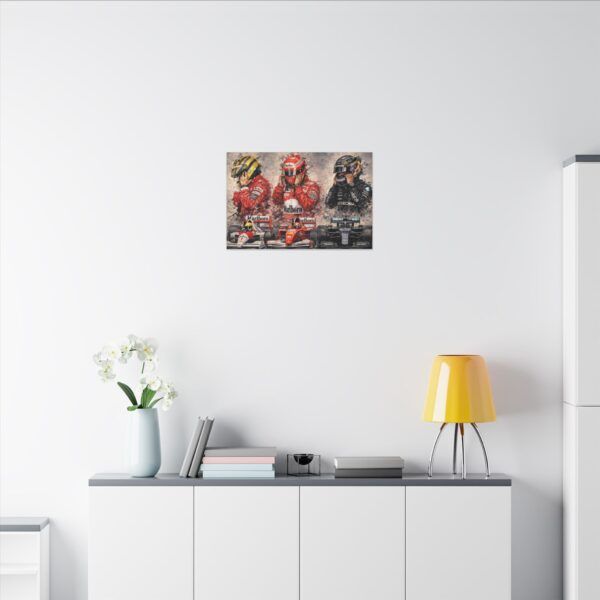 Formula 1 Legends Matte Canvas Print — Senna, Schumacher & Hamilton Racing Art
