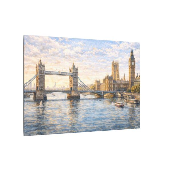 London River Thames Canvas Print — Tower Bridge & Big Ben Matte Stretched Wall Art