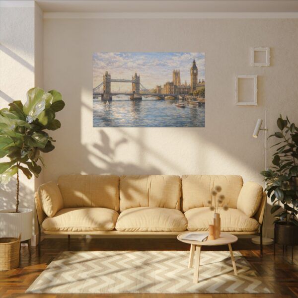 London River Thames Canvas Print — Tower Bridge & Big Ben Matte Stretched Wall Art