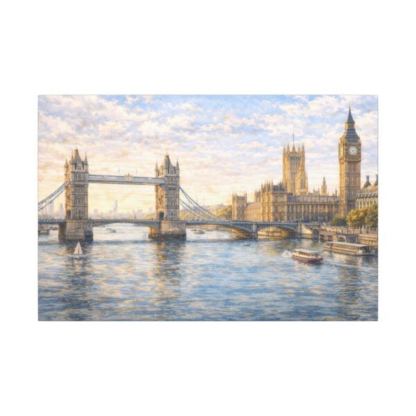 London River Thames Canvas Print — Tower Bridge & Big Ben Matte Stretched Wall Art