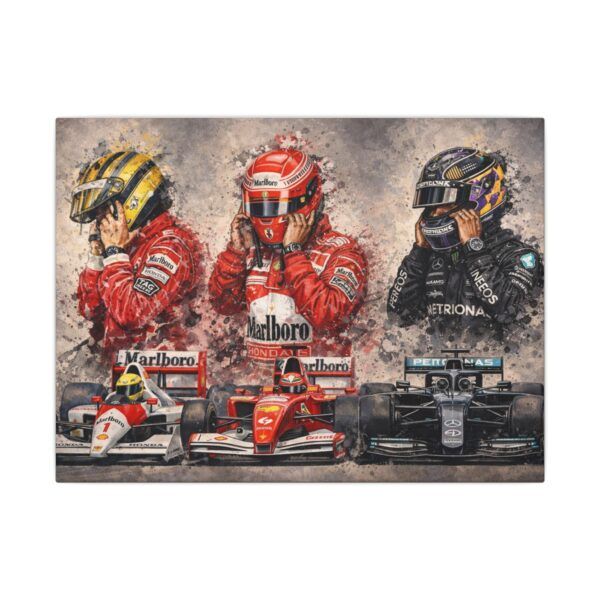Formula 1 Legends Matte Canvas Print — Senna, Schumacher & Hamilton Racing Art