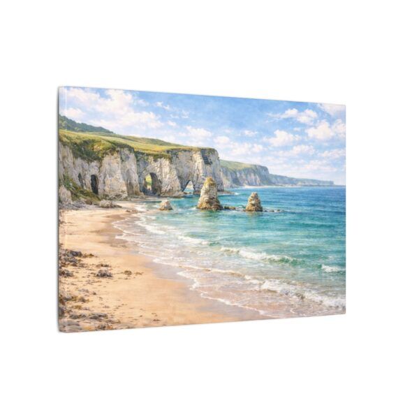 White Rocks Beach Coastal Cliffs Seascape Canvas Print — Beach Landscape Wall Art
