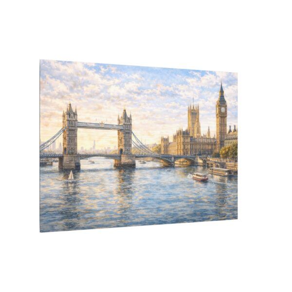 London River Thames Canvas Print — Tower Bridge & Big Ben Matte Stretched Wall Art