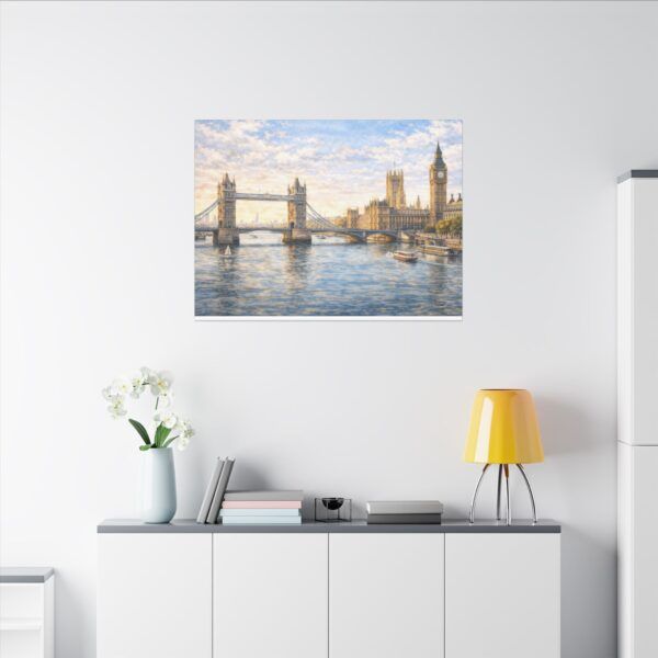 London River Thames Canvas Print — Tower Bridge & Big Ben Matte Stretched Wall Art