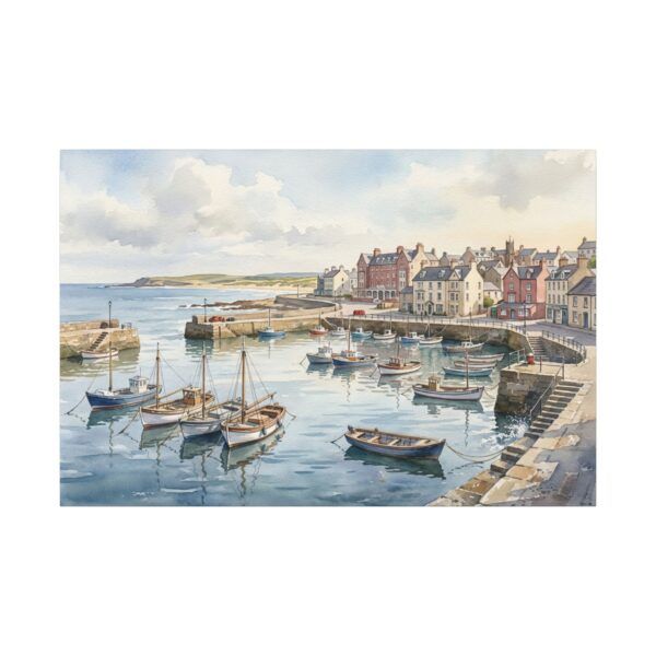 17609898324996639593_2048.jpeg Harbour Morning Matte Canvas Print — Seaside Village Boat Landscape