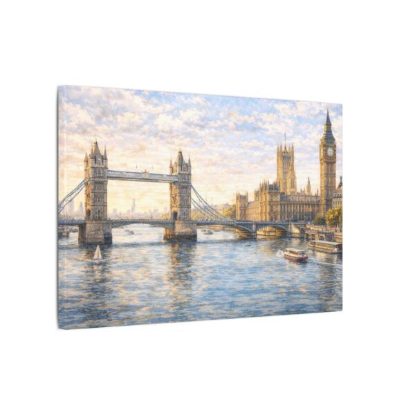London River Thames Canvas Print — Tower Bridge & Big Ben Matte Stretched Wall Art