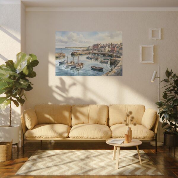 2650133935785194307_2048.jpeg Harbour Morning Matte Canvas Print — Seaside Village Boat Landscape