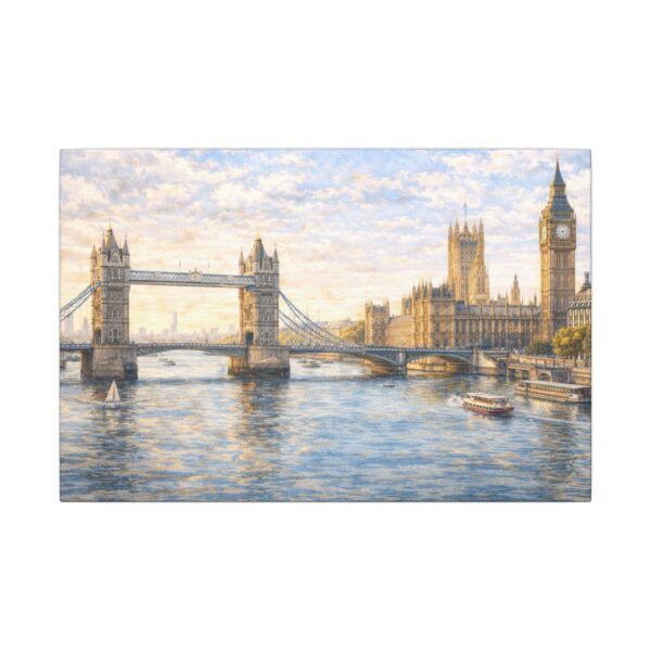 London River Thames Canvas Print — Tower Bridge & Big Ben Matte Stretched Wall Art