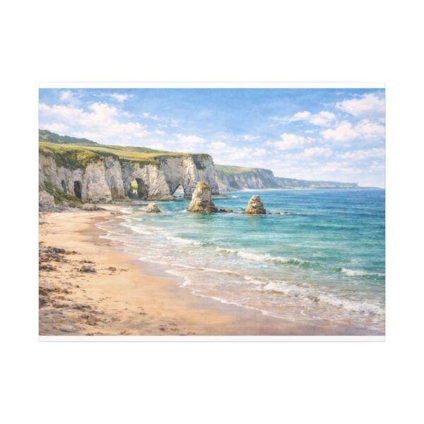 White Rocks Beach Coastal Cliffs Seascape Canvas Print — Beach Landscape Wall Art