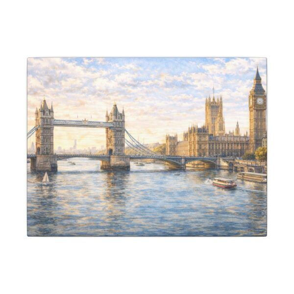 London River Thames Canvas Print — Tower Bridge & Big Ben Matte Stretched Wall Art