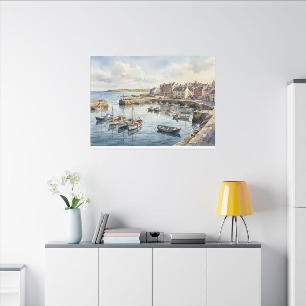 7431784630293058359_2048.jpeg Harbour Morning Matte Canvas Print — Seaside Village Boat Landscape
