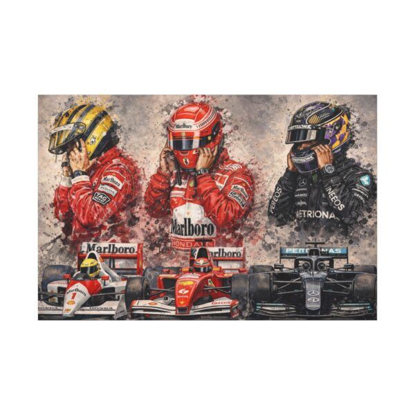 Formula 1 Legends Matte Canvas Print — Senna, Schumacher & Hamilton Racing Art
