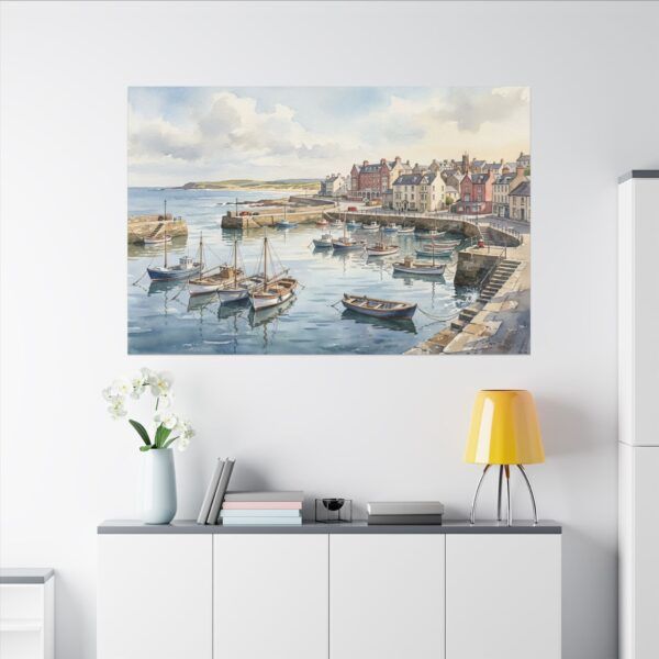 8476224254311204935_2048.jpeg Harbour Morning Matte Canvas Print — Seaside Village Boat Landscape