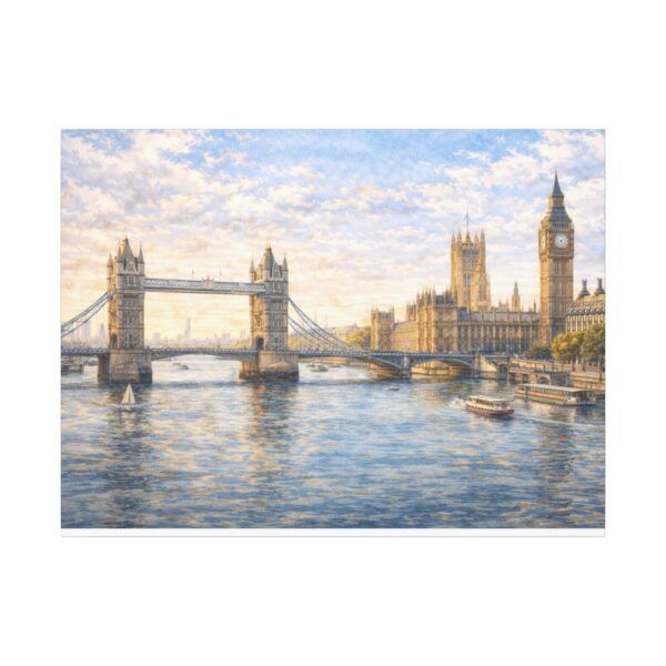 London River Thames Canvas Print — Tower Bridge & Big Ben Matte Stretched Wall Art