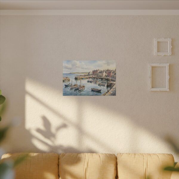 8857432164823402237_2048.jpeg Harbour Morning Matte Canvas Print — Seaside Village Boat Landscape