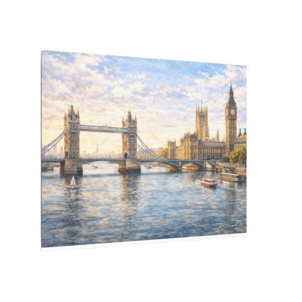 London River Thames Canvas Print — Tower Bridge & Big Ben Matte Stretched Wall Art