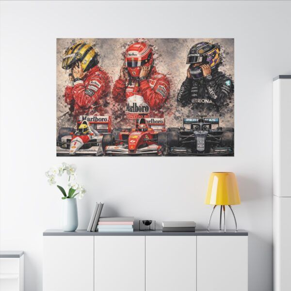 Formula 1 Legends Matte Canvas Print — Senna, Schumacher & Hamilton Racing Art