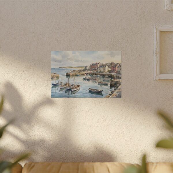 9994779727460924013_2048.jpeg Harbour Morning Matte Canvas Print — Seaside Village Boat Landscape