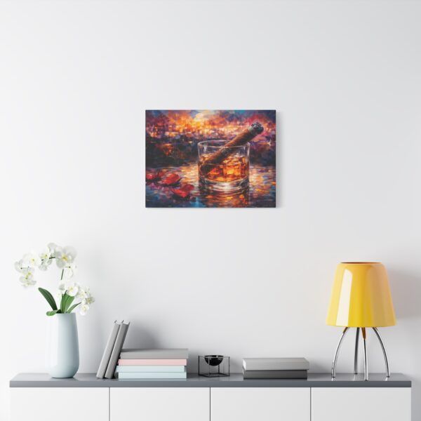 Whiskey & Cigar Canvas Print — Romantic Barroom Wall Art