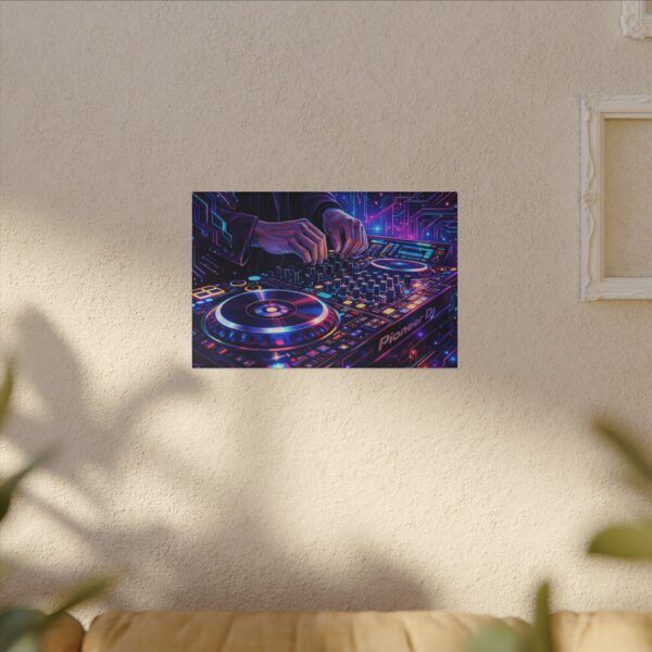 12299846708439409314_2048.jpeg DJ Neon Mixer Canvas Wall Art — Vibrant Electronic Music Turntable Print
