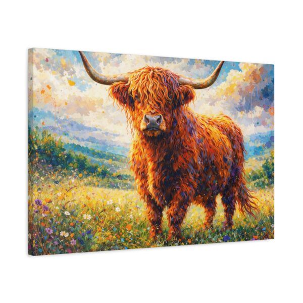 Highland Cow Canvas Wall Art — Stretched Matte Canvas Farmhouse Decor