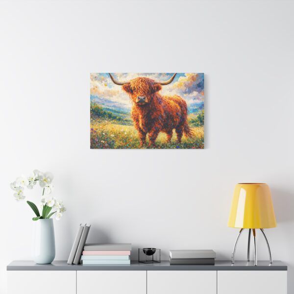 Highland Cow Canvas Wall Art — Stretched Matte Canvas Farmhouse Decor