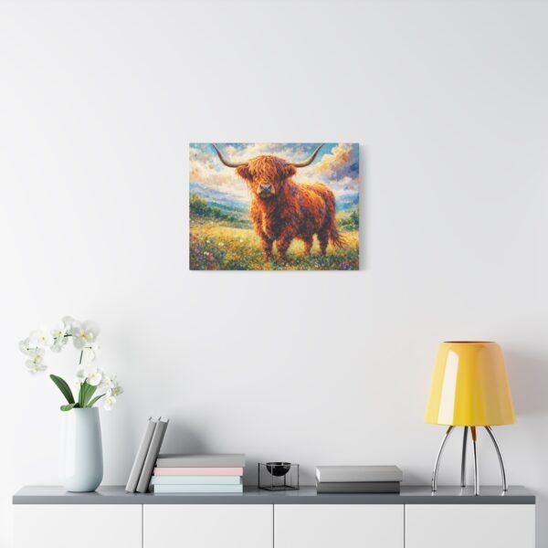 Highland Cow Canvas Wall Art — Stretched Matte Canvas Farmhouse Decor