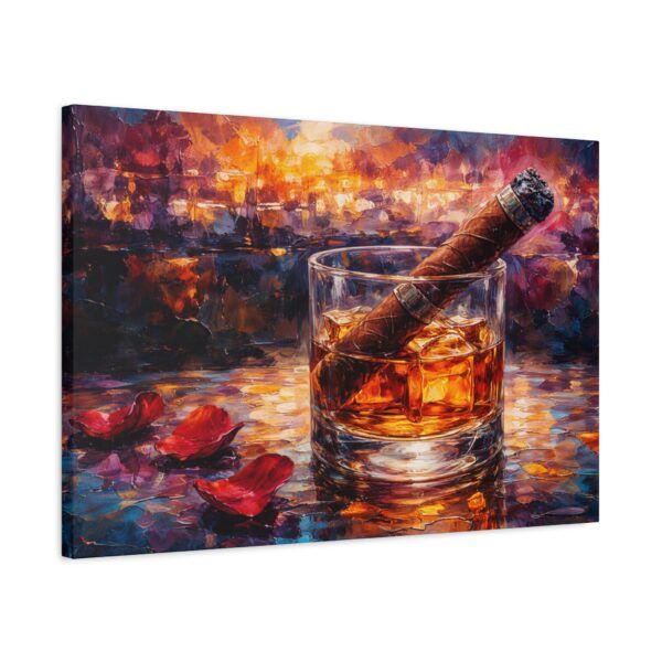 Whiskey & Cigar Canvas Print — Romantic Barroom Wall Art