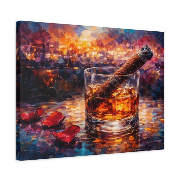 Whiskey & Cigar Canvas Print — Romantic Barroom Wall Art