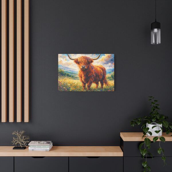 Highland Cow Canvas Wall Art — Stretched Matte Canvas Farmhouse Decor