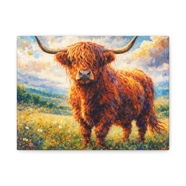 Highland Cow Canvas Wall Art — Stretched Matte Canvas Farmhouse Decor