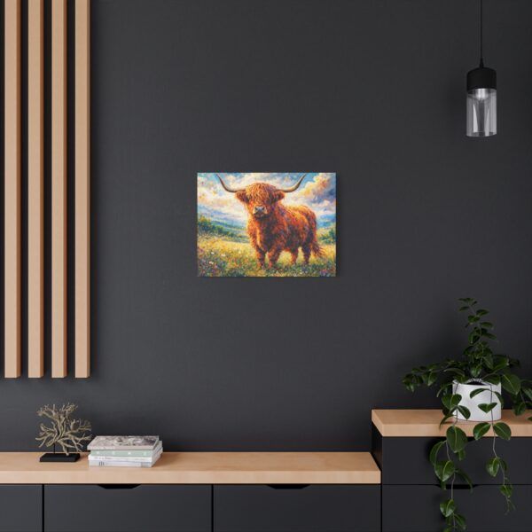 Highland Cow Canvas Wall Art — Stretched Matte Canvas Farmhouse Decor