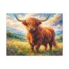 Highland Cow Canvas Wall Art — Stretched Matte Canvas Farmhouse Decor