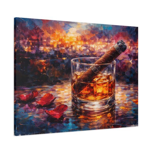 Whiskey & Cigar Canvas Print — Romantic Barroom Wall Art