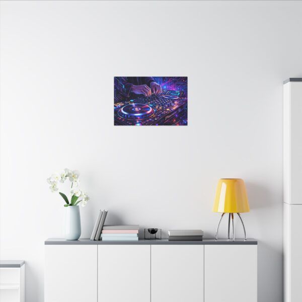 7656145550357054334_2048.jpeg DJ Neon Mixer Canvas Wall Art — Vibrant Electronic Music Turntable Print
