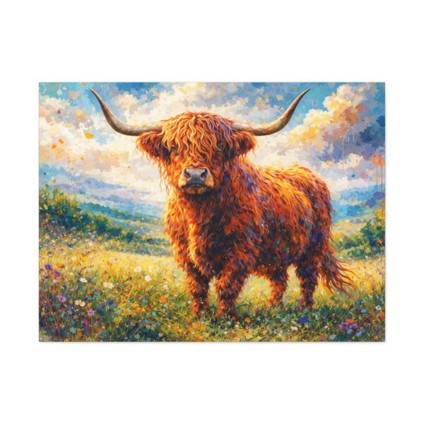 Highland Cow Canvas Wall Art — Stretched Matte Canvas Farmhouse Decor