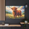 Highland Cow Canvas Wall Art — Stretched Matte Canvas Farmhouse Decor