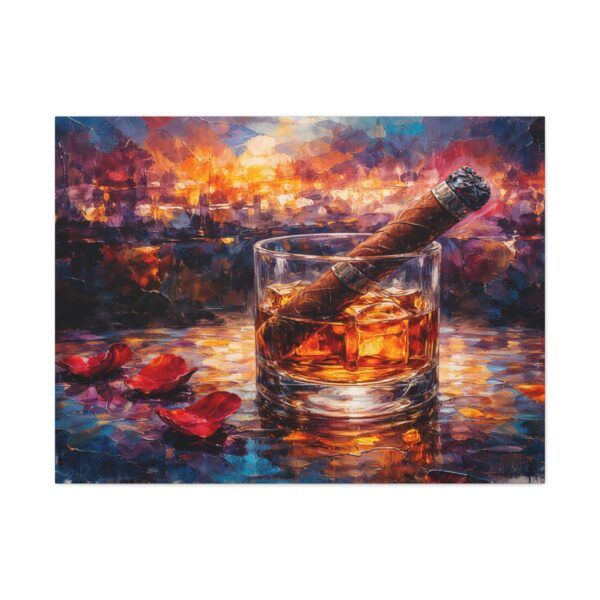 Whiskey & Cigar Canvas Print — Romantic Barroom Wall Art