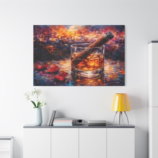 Whiskey & Cigar Canvas Print — Romantic Barroom Wall Art
