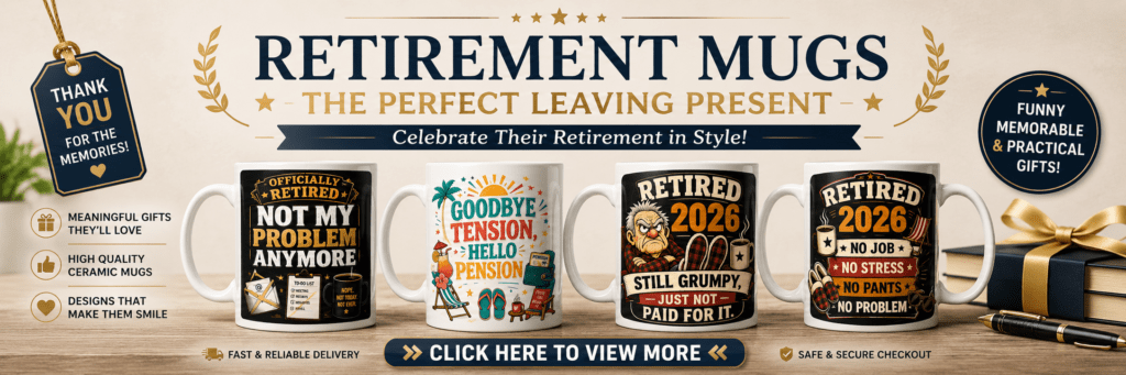 Retirement mugs banner